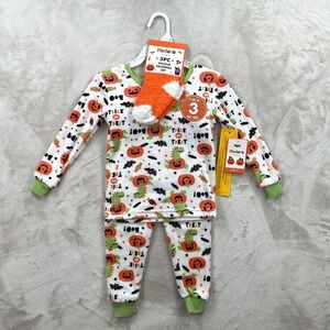 Modern Kids Halloween Velour Pajamas Set 3PC Pumpkin Dino Socks 2T NEW